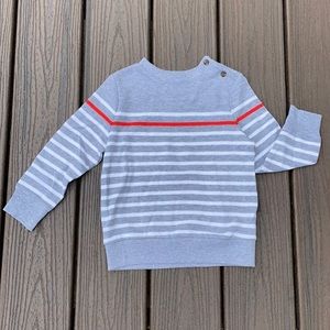 EUC Boy’s Gray Fall Striped Sweater Button Shoulder Old Navy size 4